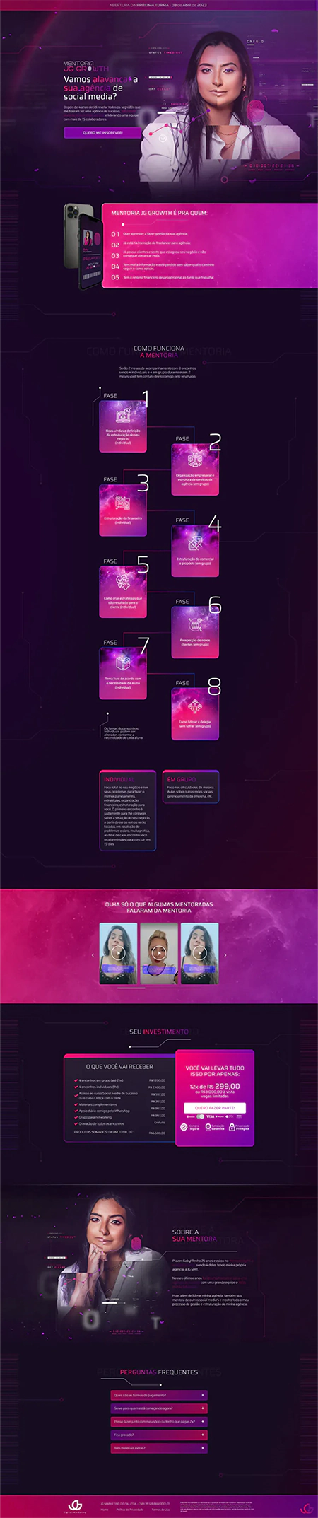 Landing Page Mentoria JG Growth